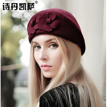 詩丹凱薩韓版帽子女秋冬貝雷帽潮羊毛呢帽保暖禮帽女士鴨舌帽