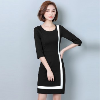 1733新款黑色職業正裝連衣裙女夏氣質通勤ol收腰修身顯瘦包臀裙子