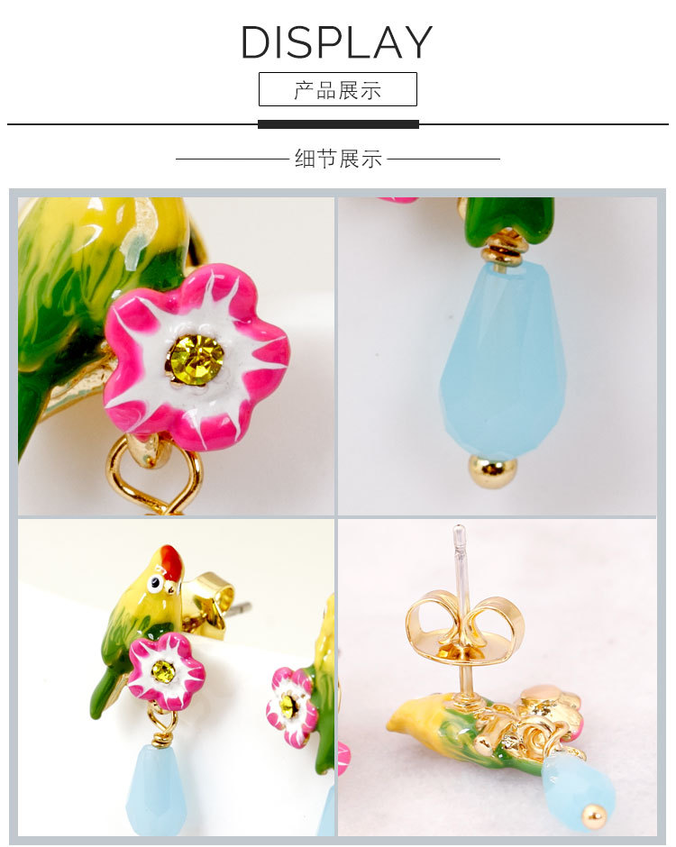 綠色鸚鵡耳墜_04