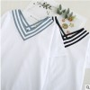 清新休閑韓版T恤夏季新款女雙V領(lǐng)海軍風(fēng)條紋短袖套頭上衣