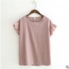 文藝小清晰刺繡襯衫夏季女裝新品圓領(lǐng)套頭木耳邊無袖上衣