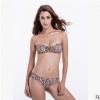 歐美站性感時尚V扣印花比基尼獨特裹胸型分體泳裝