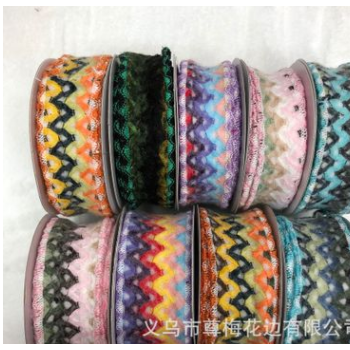 織帶廠家批發布料切割帶 雙色拷邊新款服裝輔料 diy小香風花邊