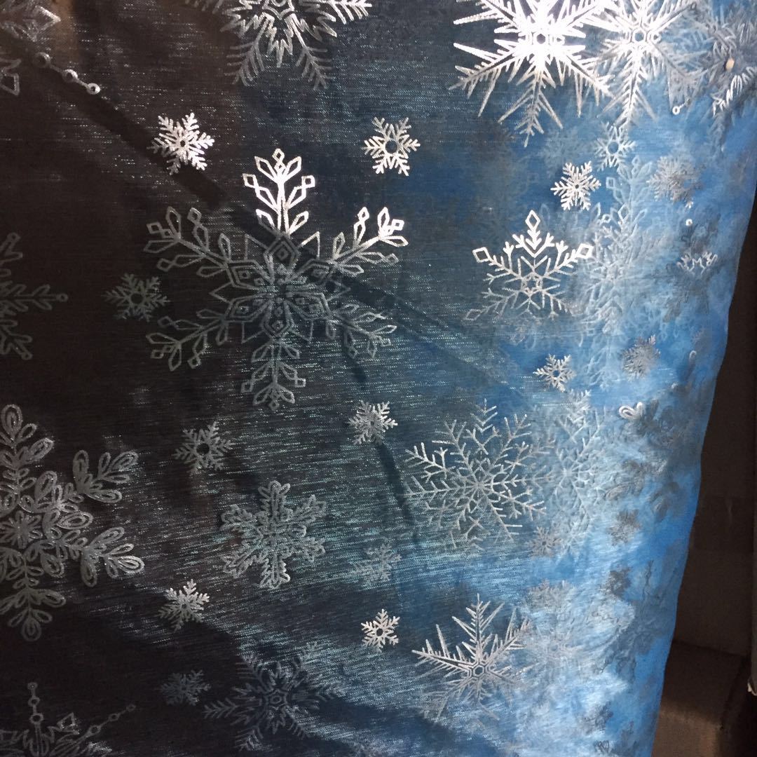 藍底燙銀空心雪花