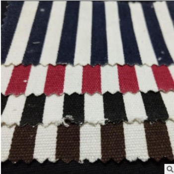 廠家直銷全棉條紋印花帆布12安沙發布料箱包桌布抱枕材料圍裙布