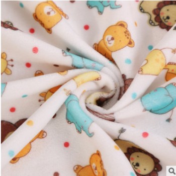 水晶天鵝絨印花嬰童面料嬰樂絨水晶超柔廠家直銷（大象長頸鹿）