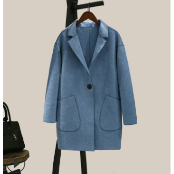 2018冬季新款廠家直銷一件代發(fā)阿爾巴卡羊毛雙面呢大衣女