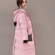 2018新品羽絨棉衣女裝長款過膝貼標連帽毛領棉服加厚保暖外套批發