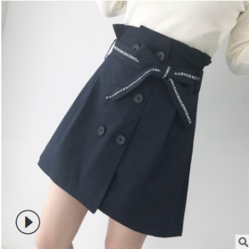 A字半身裙女秋冬季2018新款韓版時尚百搭學生高腰chic短裙子純色