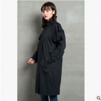 2018秋冬新款女裝休閑雙排扣中長款風衣