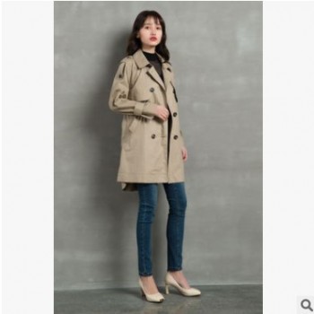 2018秋冬新款女裝經典休閑西裝領短款風衣