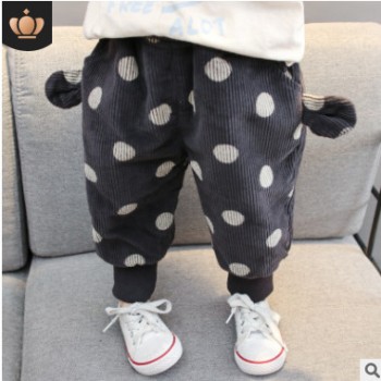 2018秋季新款女童休閑褲中小童燈芯絨長褲精致軟印兒童褲子批發