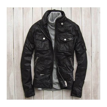 包郵 歐美春季綿羊皮皮衣男男款外套 修身真皮皮衣男裝廠家直銷