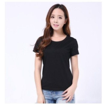 新款女式天絲棉圓領(lǐng)短袖T恤 班服廠(chǎng)家現(xiàn)貨 印圖印字空白T恤批發(fā)