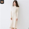 2018秋冬新款長袖寬松中長款針織連衣裙女純色半高領(lǐng)套頭毛衣裙