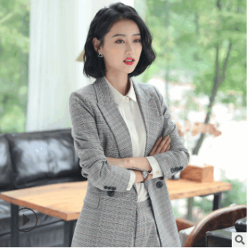 新款時尚長袖秋季職業(yè)套裝女批發(fā)定制刺繡LOGO 印圖繡