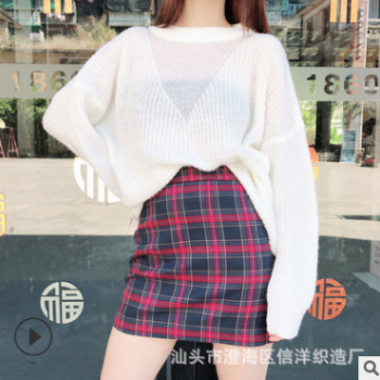 18新款慵懶風氣質(zhì)毛衣鏤空罩衫復(fù)古圓領(lǐng)網(wǎng)紅同款薄款女針織衫