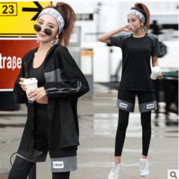2019瑜伽服 外貿運動瑜伽褲瑜伽服跨境寬松五件套健身衣爆款批發