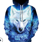狼3d印花衛(wèi)衣男 跨境爆款 hoodie man 連帽衫套頭棒球服情侶外套