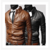 跨境貨源速賣通秋冬款 韓版男裝 機車皮衣外套 男士皮夾克 男士皮