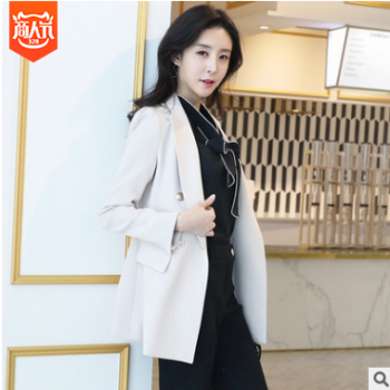 手工工藝中長款小西裝外套V領氣質通勤修身顯瘦氣質高端加工定制