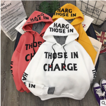 假兩件加絨衛(wèi)衣2018新款女長袖韓版秋冬季寬松學(xué)生連帽衫cec外套