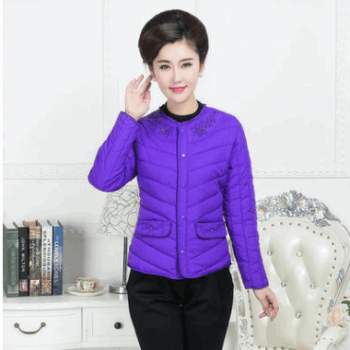 冰思鹿新款中老年羽絨棉服女士內膽媽媽裝繡花加厚棉服一件代發
