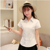 白襯衫女長短袖韓范修身V領職業裝工作服正裝純棉白藍粉紅色襯衣