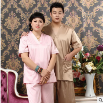 深圳汗蒸服廠家批發純棉足浴服浴袍訂做繡logo浴衣生產男女情侶款