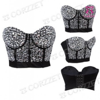 corzzet時(shí)尚水晶文胸913舞者歌手女性內(nèi)衣性感朋克內(nèi)衣