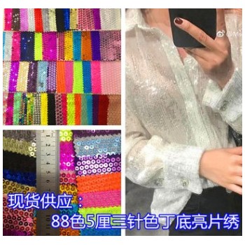 現貨5厘珠片亮片繡 5厘3針色丁底平繡
