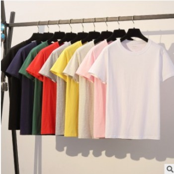 男士短袖t恤打底衫純色圓領純棉夏季男白色黑色大碼半袖體恤衣服