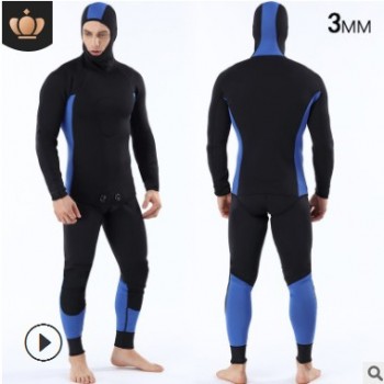 3MM分體潛水服加厚超彈潛水衣男防寒保暖戶外沖浪服潛水連帽套裝