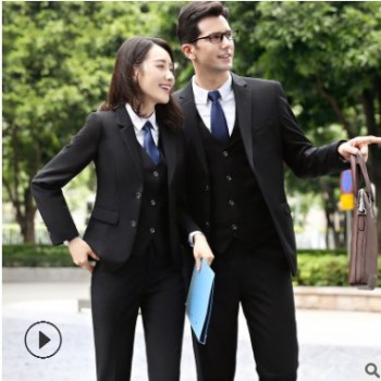 男女同款職業裝工作服春夏男士商務定制嗶嘰西裝正裝西服套裝男薄