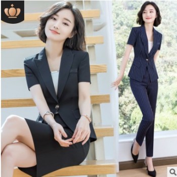 OL小西裝2019夏季新款時尚修身職業裝氣質短袖西服商務工裝正裝