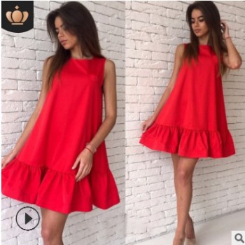 2017速賣通夏季無袖歐美風(fēng)格Bodycon熱賣連衣裙迷你短洋女生裝D01