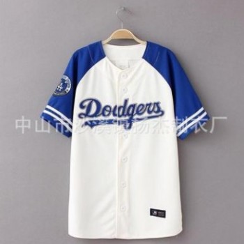定做NY棒球服衫 夏季裝短袖t恤男女嘻哈街舞寬松大碼開衫外套班服