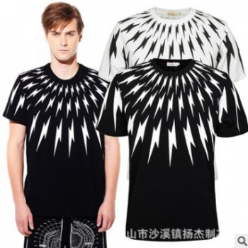 【廠家定做】男夏季短袖t恤韓版圓領潮男修身流行印花t恤拔印t恤