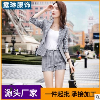 2019春季韓版名媛氣質(zhì)洋氣女神西裝短褲兩件套御姐網(wǎng)紅時尚套裝女