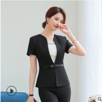 女短袖時尚職業裝定制珠寶店小西裝套裙工作服定做夏商務正裝批發