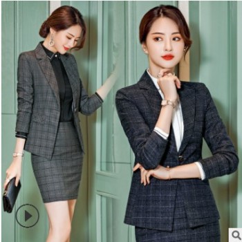 實拍職業套裝女2019新款時尚氣質商務正裝名媛小香風工作服OL夏季
