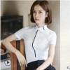 批發白色襯衫女短袖2019夏新款修身工作服正裝灰色襯衣OL修身寸衫