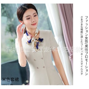 2018夏新款職業裝女褲正裝西服套裝雙排扣西裝面試服前臺工作服