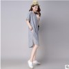 2019原創大碼 條紋襯衫女寬松棉質短袖薄上衣夏裝衣服女顯瘦