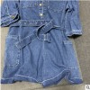工裝牛仔連體褲套裝高腰顯瘦復(fù)古做舊闊腿短褲女夏