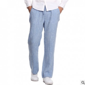 2019亞馬遜春季新款男褲大碼休閑褲男青年男式全麻松緊腰直筒長(zhǎng)褲