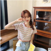已檢測實拍2019韓版夏季新款甜美條紋短袖T恤