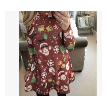 跨境女裝熱賣Ebay亞馬遜wish爆款 圣誕印花連衣裙 多花型