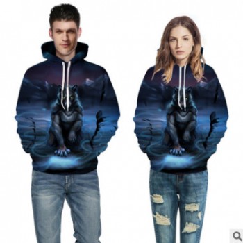 2018歐美情侶裝衛衣精工3D數碼印花帶帽棒球服秋冬裝男女款批發