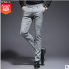 2019潮流男士休閑褲韓版修身長褲男格子青年男裝褲子夏季薄款男褲